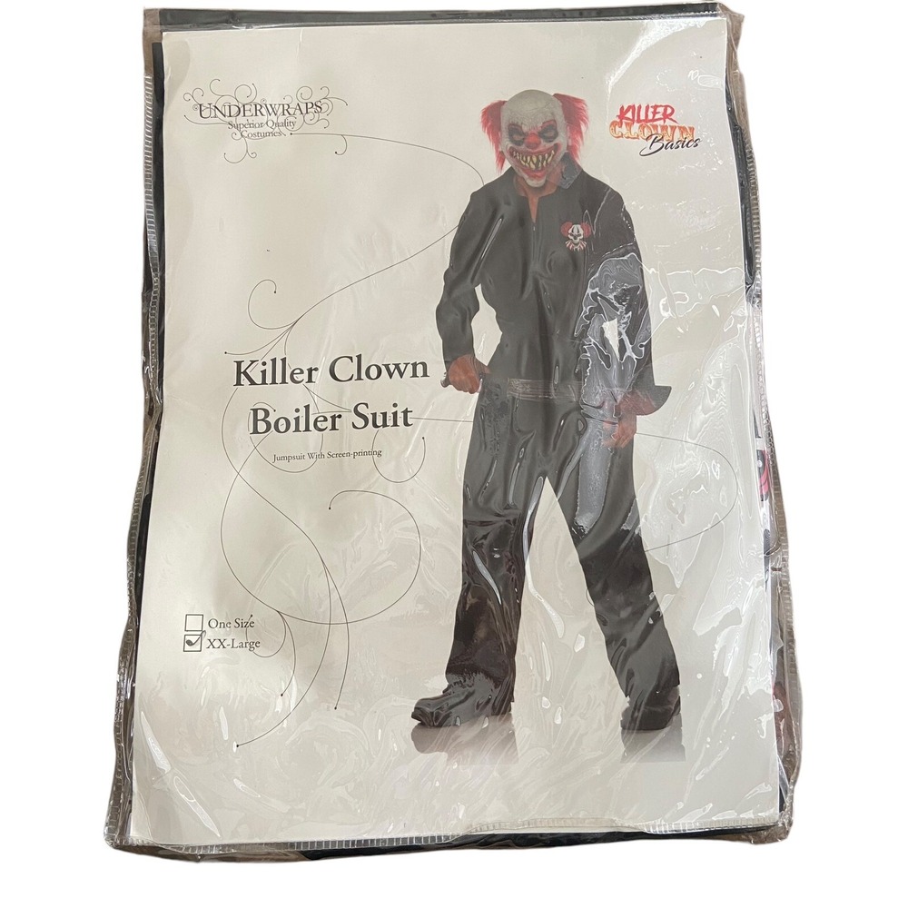 KILLER CLOWN Men's BOILER Costume SIZE XXL FAST/FREE SHIPPING